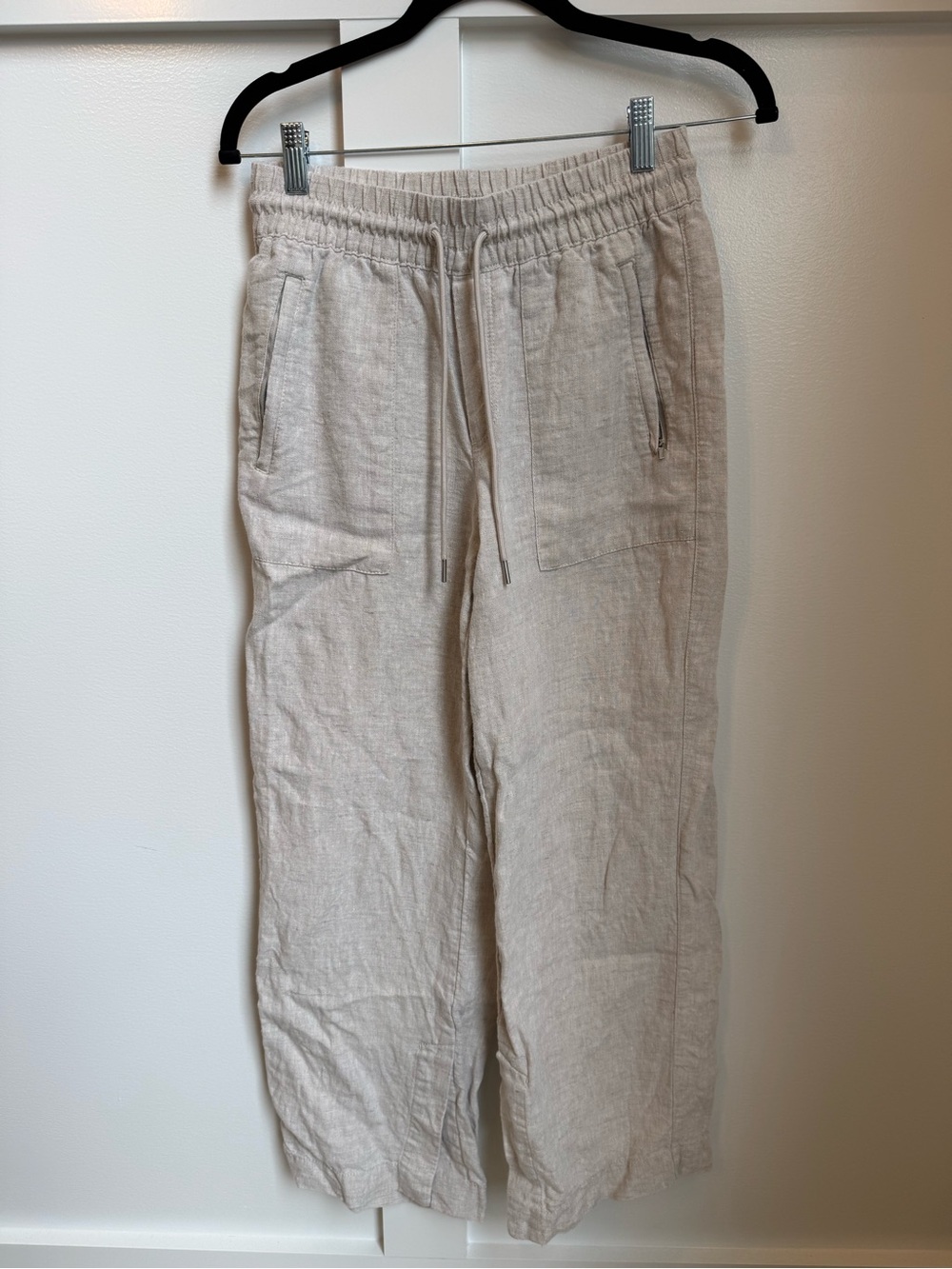 Athleta Women’s Linen-Blend Drawstring Pants in Light Beige XS Petite